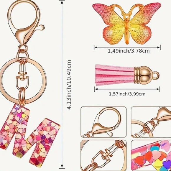 Alphabet Initial Letter Butterfly Keychain. PINK. NE… - Picture 2 of 4